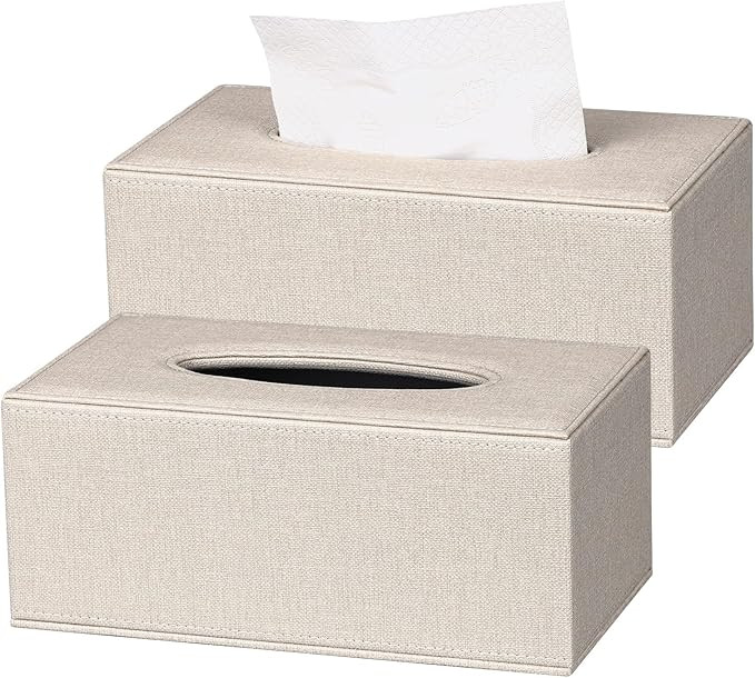 Tissue Box Cover, Leather Tissue Box Holder, Stylish Tissue Box Holder with Magnetic Bottom, Rect... | Amazon (US)