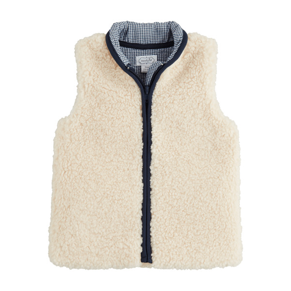 Mud Pie Girl's Ivory Sherpa Zip Toddler Vest in Cream, Size 12-18 Months | 100% Cotton | Mud Pie