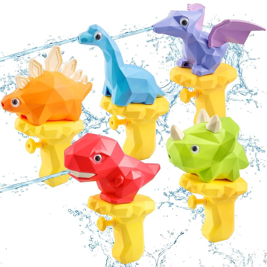 5PCS Dinosaur Squirt Guns for Toddlers, Summer Pool Toys, Outdoor Water Blasters for Kids 2-6 | Amazon (US)