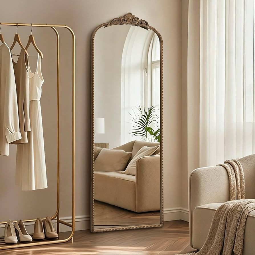 Micasso Gold Full Length Mirror: 21''x56'' Baroque Antique Floor Long Body Mirror - Traditional O... | Amazon (US)