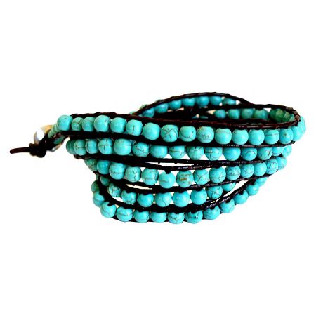 Women's Twelve® Beaded Wrap Bracelet - Turquoise | Target