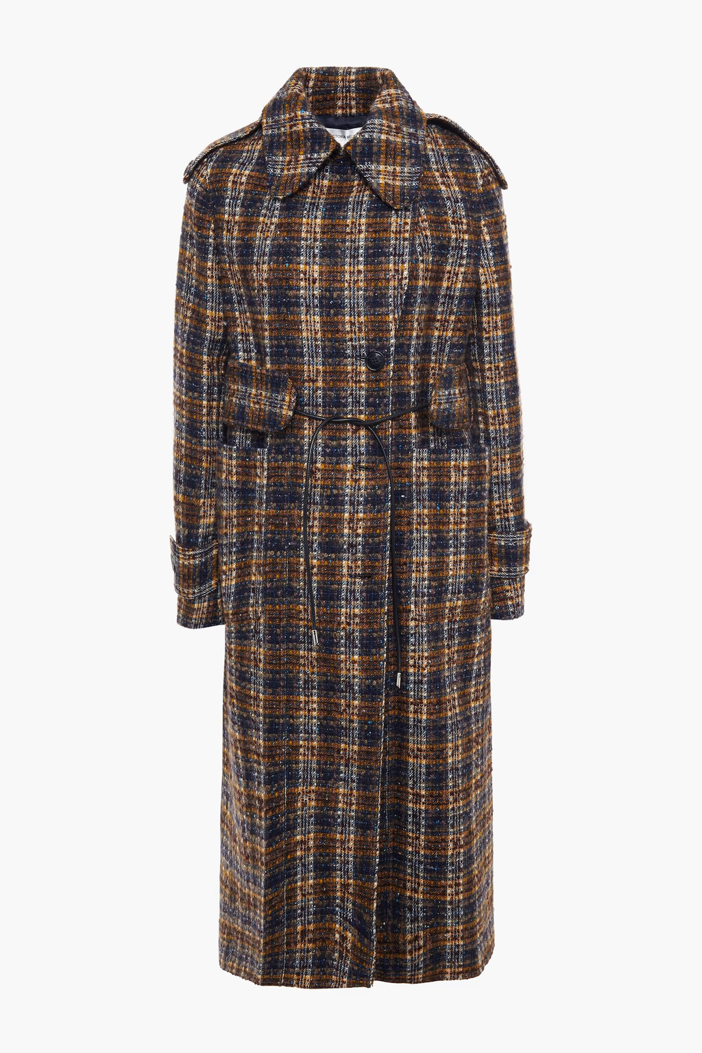 Doppelreihiger Trenchcoat aus Bouclé-Tweed mit Karomuster | The Outnet (UK and Europe)