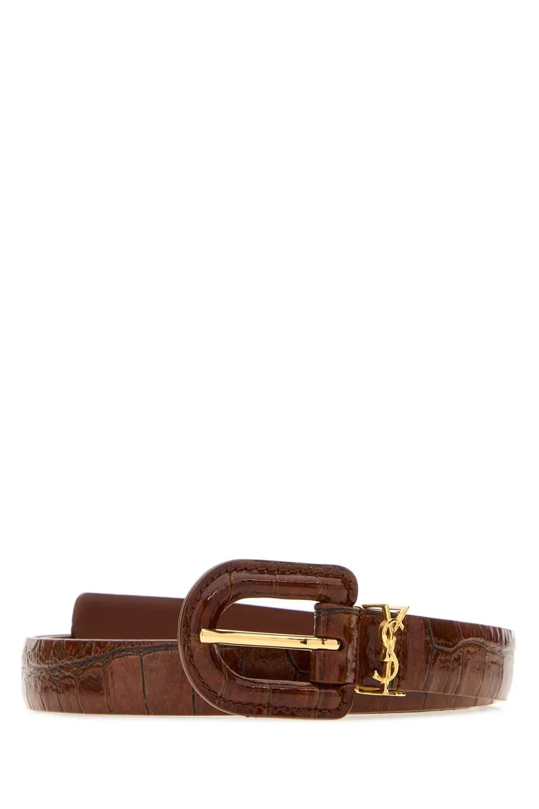 Saint Laurent Cassandre Covered U Buckle Thin Belt | Cettire Global
