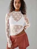 Chic Lace Mesh Top with High Neck Overlay | Krush Kandy