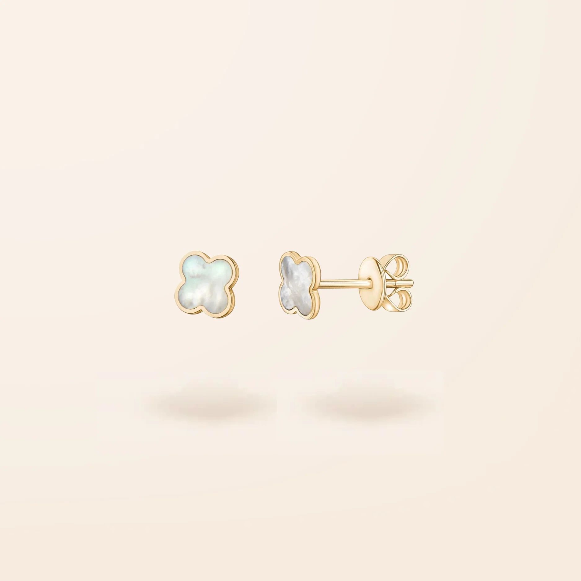 14K Gold Inlay Clover Earrings | Van Der Hout Jewelry