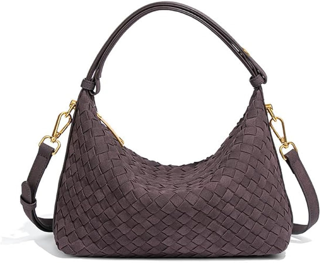 Woven Suede Hobo Purse for Women,Faux Suede Shoulder Bag,Woven Crossbody Bag,Handle Bag with 2 ad... | Amazon (US)
