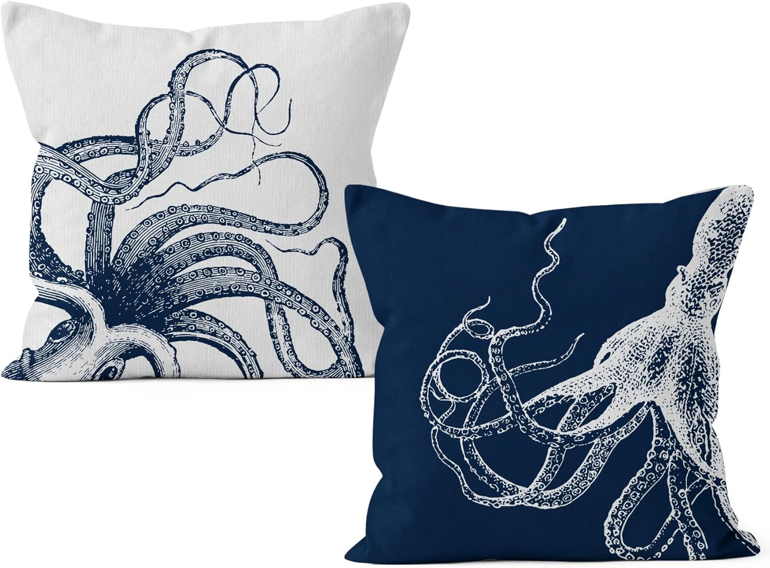 HIWX Coastal Pillow Covers, Nautical Pillow Covers, Nautical Coastal Octopus Pillows Decorative P... | Amazon (US)