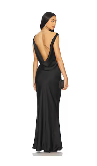 Sleeveless Low Back Drape Gown in Black | Revolve Clothing (Global)