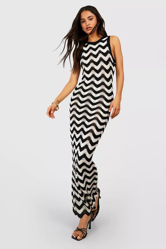 Zig Zag Crochet Maxi Dress | Boohoo.com (US & CA)