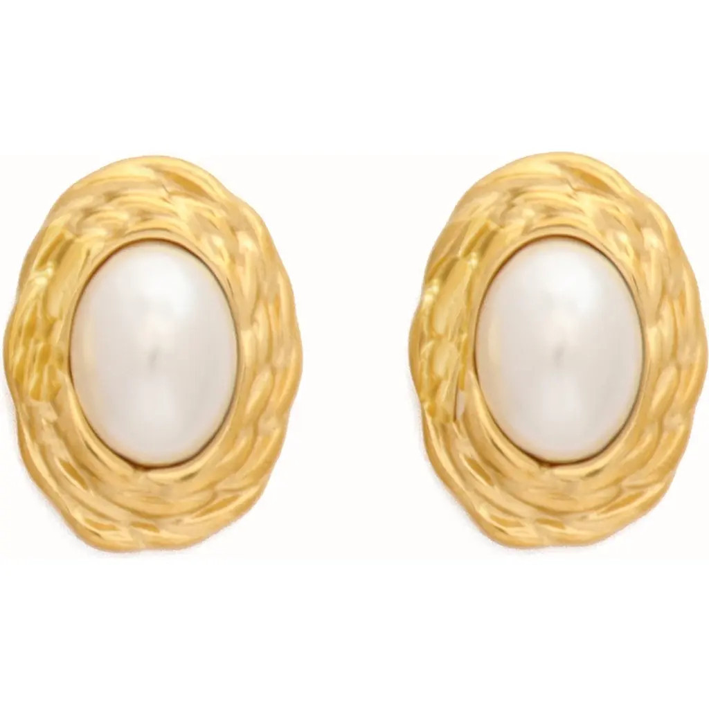 Petit Moments Oval Mother-of-Pearl Stud Earrings in Gold at Nordstrom | Nordstrom