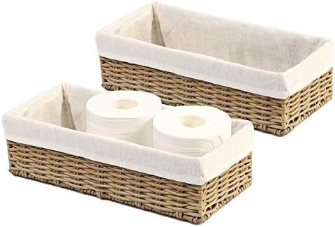 HOSROOME Bathroom Wicker Baskets for Organizing Toilet Paper Basket Storage Basket for Toilet Tank T | Amazon (US)