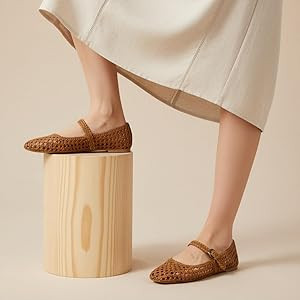 CUSHIONAIRE Weston Hand Woven Mary Jane Flats for Women, Comfortable Dressy Ballet Flats with Bra... | Amazon (US)