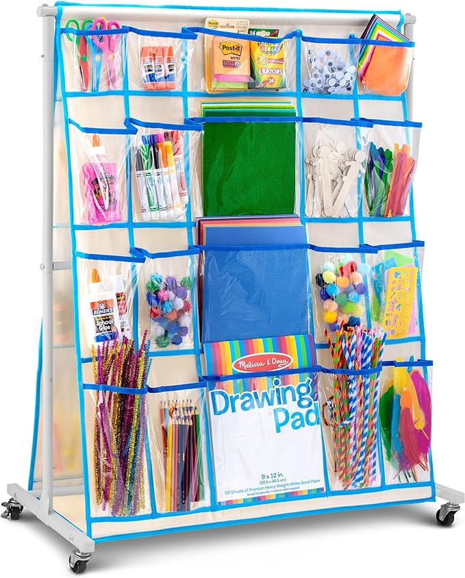 Craft Rolling Cart with Wheels - 40 Pocket Craft Storage Organizer for Kids | Amazon (US)