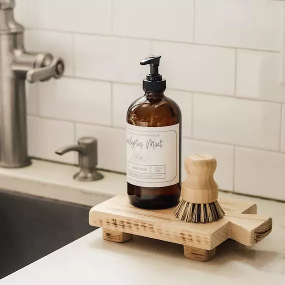 Soap Stand Wood Riser, Farmhouse Raw Wood Pedestal Stand Soap Tray for  Kitchen Sink, Wood Dish Soap Tray for Kitchen Counter, Wooden Soap Holder  for