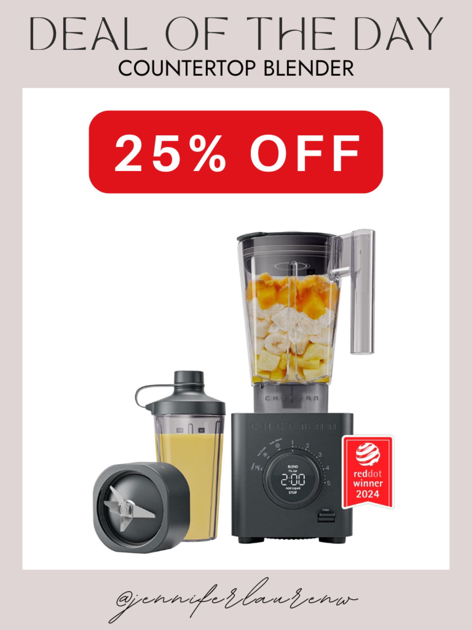 Blend your way to perfection with the Chefman Obliterator 48 oz Countertop Blender! Now 25% off plus an extra $20 off with the clickable coupon. Don’t miss this deal of the day—perfect for smoothies, soups, and so much more! 
#AmazonFinds #DealOfTheDay #AmazonDeals #KitchenEssentials #BlenderLove #SmoothieGoals #Chefman #HomeChef #KitchenUpgrades #BudgetFriendly #SpringSavings



#LTKSaleAlert #LTKHome