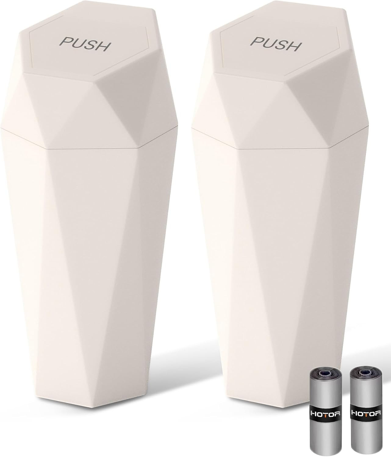 HOTOR Car Trash Can with Lid, Leakproof, Beige, 2 Pack | Amazon (US)
