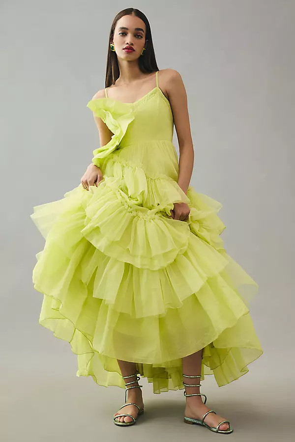 Forever That Girl Tiered Tulle Dress By Forever That Girl in Yellow Size L | Anthropologie (US)