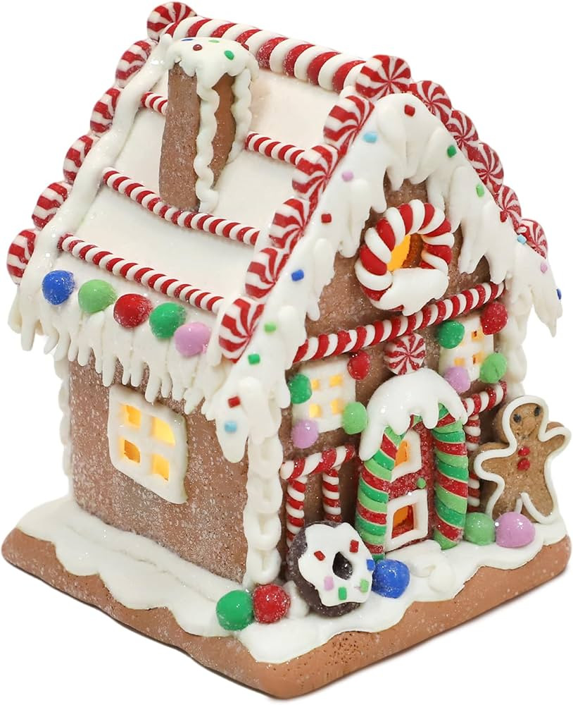 Gingerbread House Decoration, Battery-Operated Light-Up Gingerbread House, Classic Gingerbread Ch... | Amazon (US)