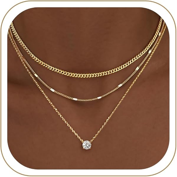 WomenGifts Layered Gold Necklaces for Women, 14K Gold Sterling Silver Plated Dainty Pendant Neckl... | Amazon (US)