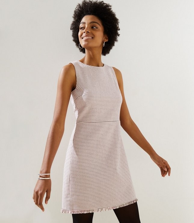Fringe Tweed Sheath Dress | LOFT | LOFT