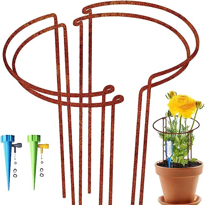Large 60cm Tall Rusty Bow Plant Support Stakes, Half Round Natural Rust Flower Support Ring Cage ... | Amazon (UK)