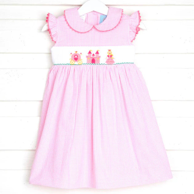 Fairytale Smocked Collared Dress Pink Seersucker | Classic Whimsy
