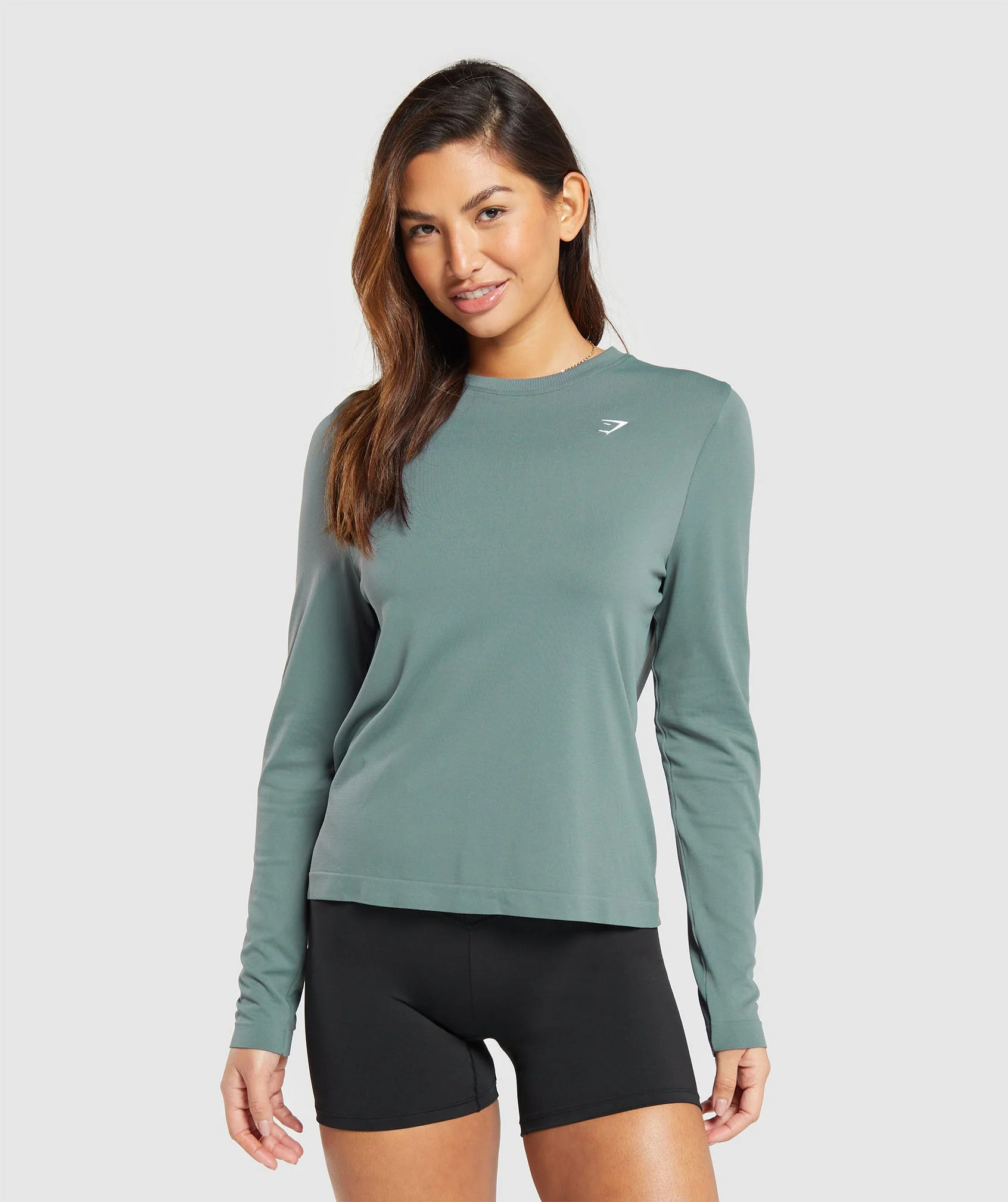 Gymshark Everyday Seamless Long Sleeve Top - Cargo Teal | Gymshark CA