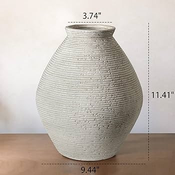 Rustic Ceramic Flower Vase Distressed Farmhouse Pottery Clay Large Terracotta Floor Vases for Dec... | Amazon (US)