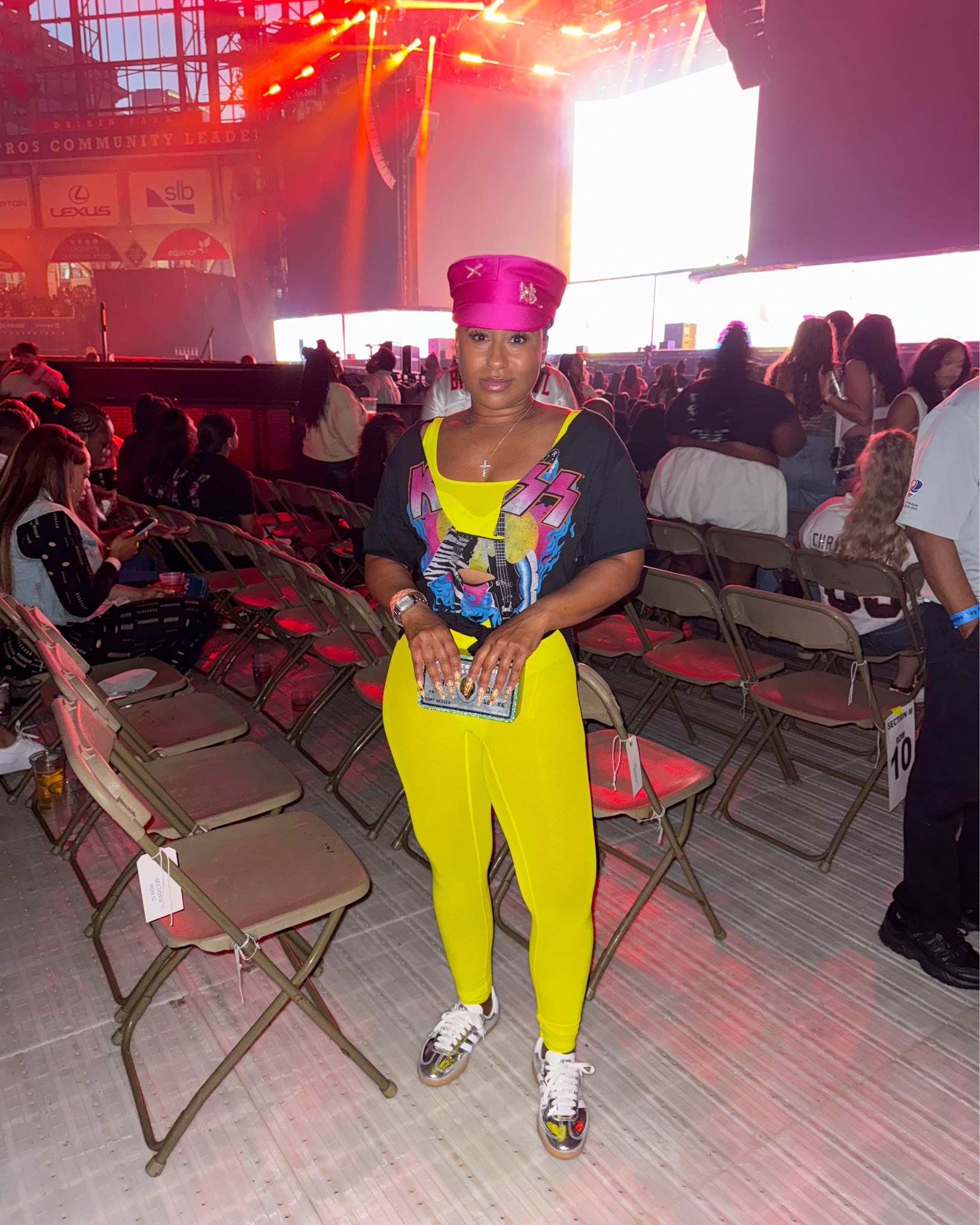 I wore this outfit to the Chris Brown concert. I cut and tied the graphic tee to my liking. I was comfy, stylish, and received a ton of compliments. My hat is a size small. The sneakers run big, so go down a 1/2 size.

#LTKShoeCrush #LTKItBag #LTKStyleTip