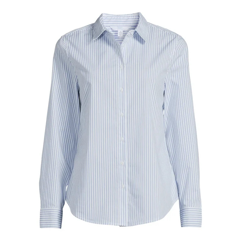 Time and Tru Women's Long Sleeve Button Down Shirt, Sizes XS-XXXL | Walmart (US)
