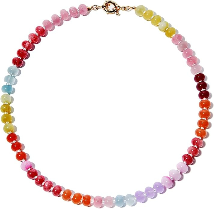 Zissunbeam Bead Gemstone Choker Necklace for Women,Colorful Natural Stone Beaded Statement Boho B... | Amazon (US)