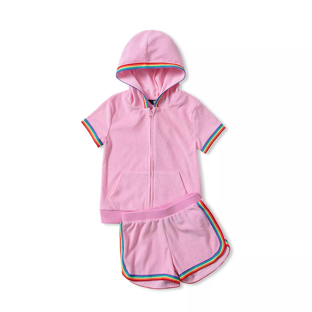 Girls Terry Zip Front Top and Shorts Cover Up Set | Lands' End (US)