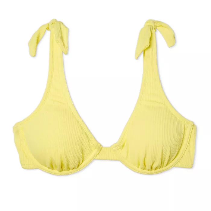 Women's Ribbed Shoulder Tie Underwire Bikini Top - Xhilaration™ Yellow | Target