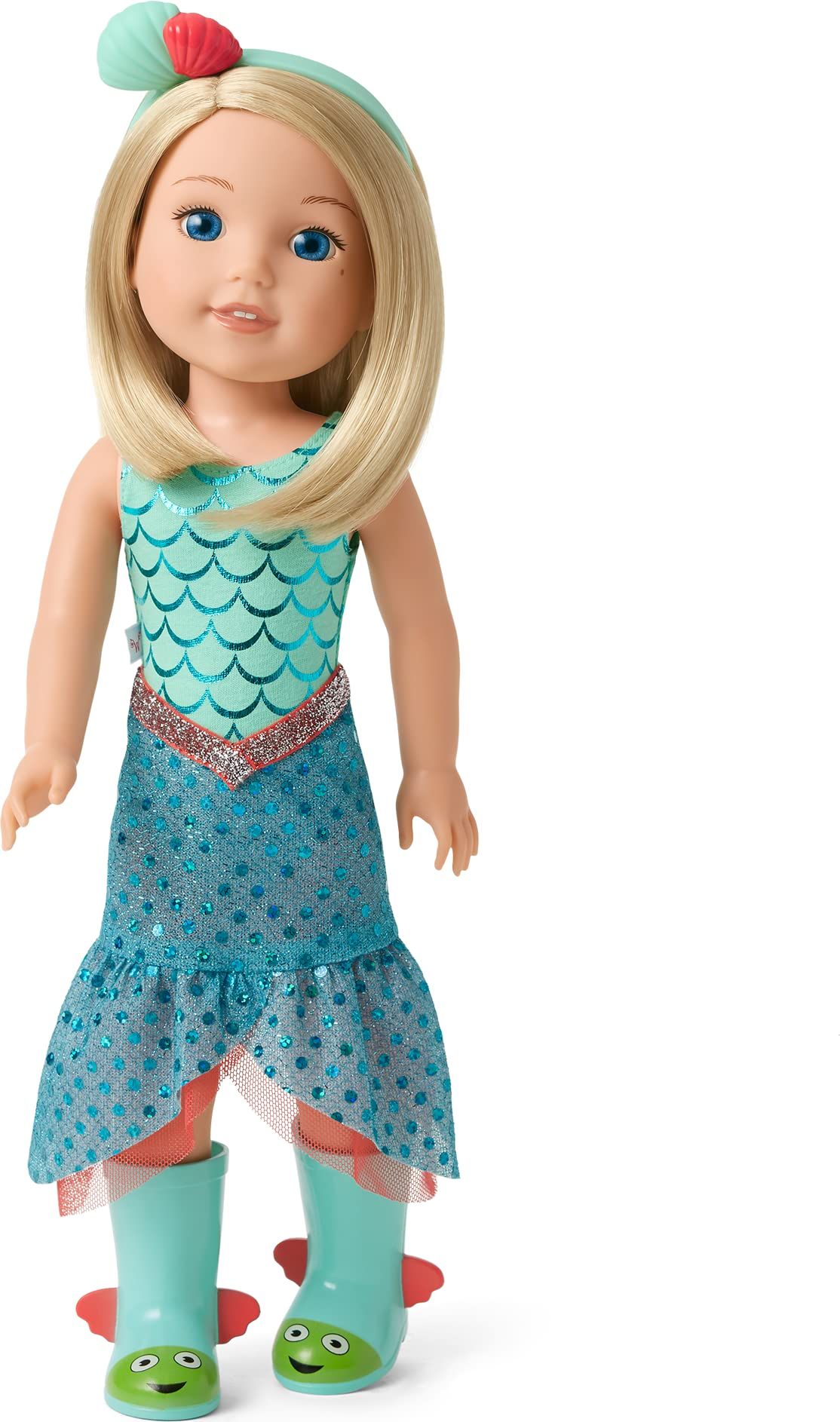 American Girl WellieWishers 14.5-inch Camille Doll with Blue Leotard, Mermaid Skirt, Headband, an... | Amazon (US)