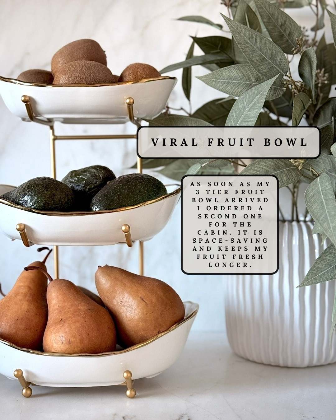 This 3-TIER FRUIT BOWL is one of those pieces that is both beautiful and functional. It saves so much space on the counter while keeping everything organized and fresh longer. I loved it so much I ordered a second — it’s truly a kitchen staple.

#Amazon #TheHillaryStyle #AmazonHome #KitchenEssentials #CountertopStyling #Organization #LuxuryForLess #HomeUpgrade #AmazonFinds #ModernKitchen 

 #LTKU #LTKOver40 #LTKHome