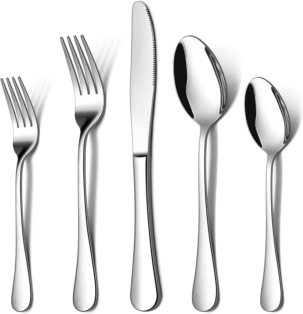 LIANYU 20 Piece Silverware Flatware Cutlery Set, Stainless Steel Utensils Service for 4, Include ... | Amazon (US)