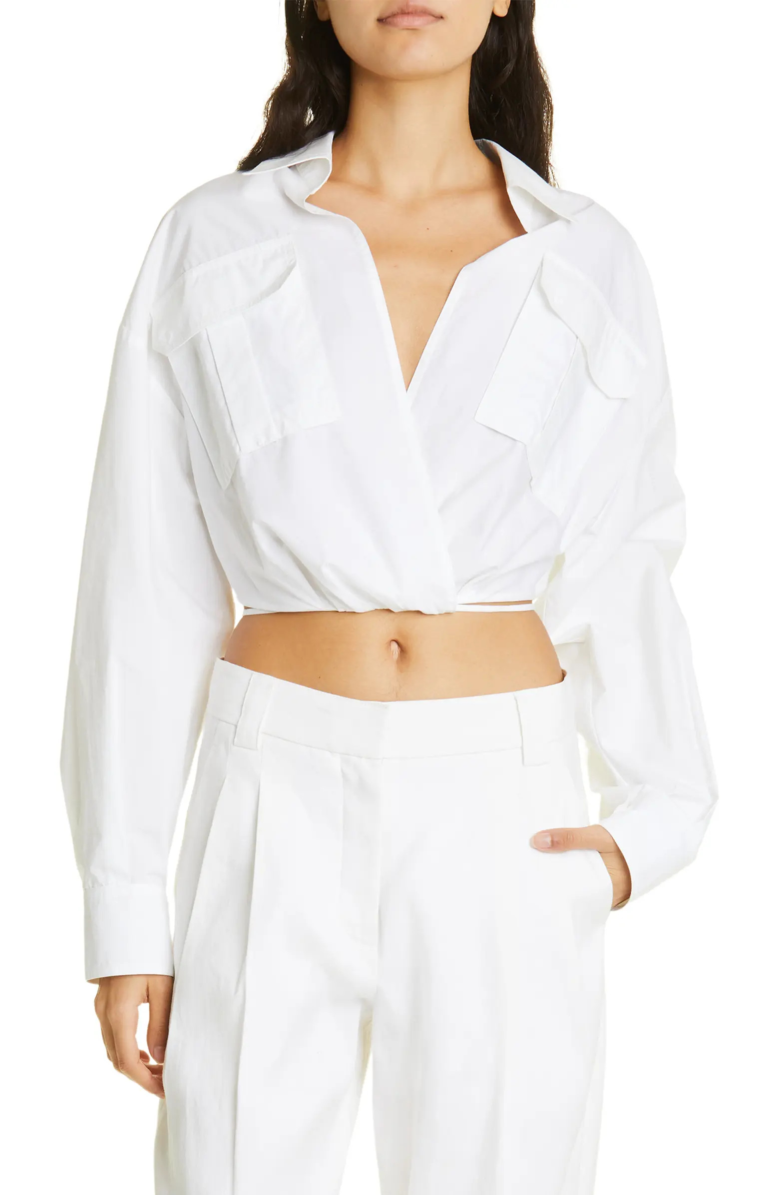 Corbin Surplice Cotton Crop Blouse | Nordstrom