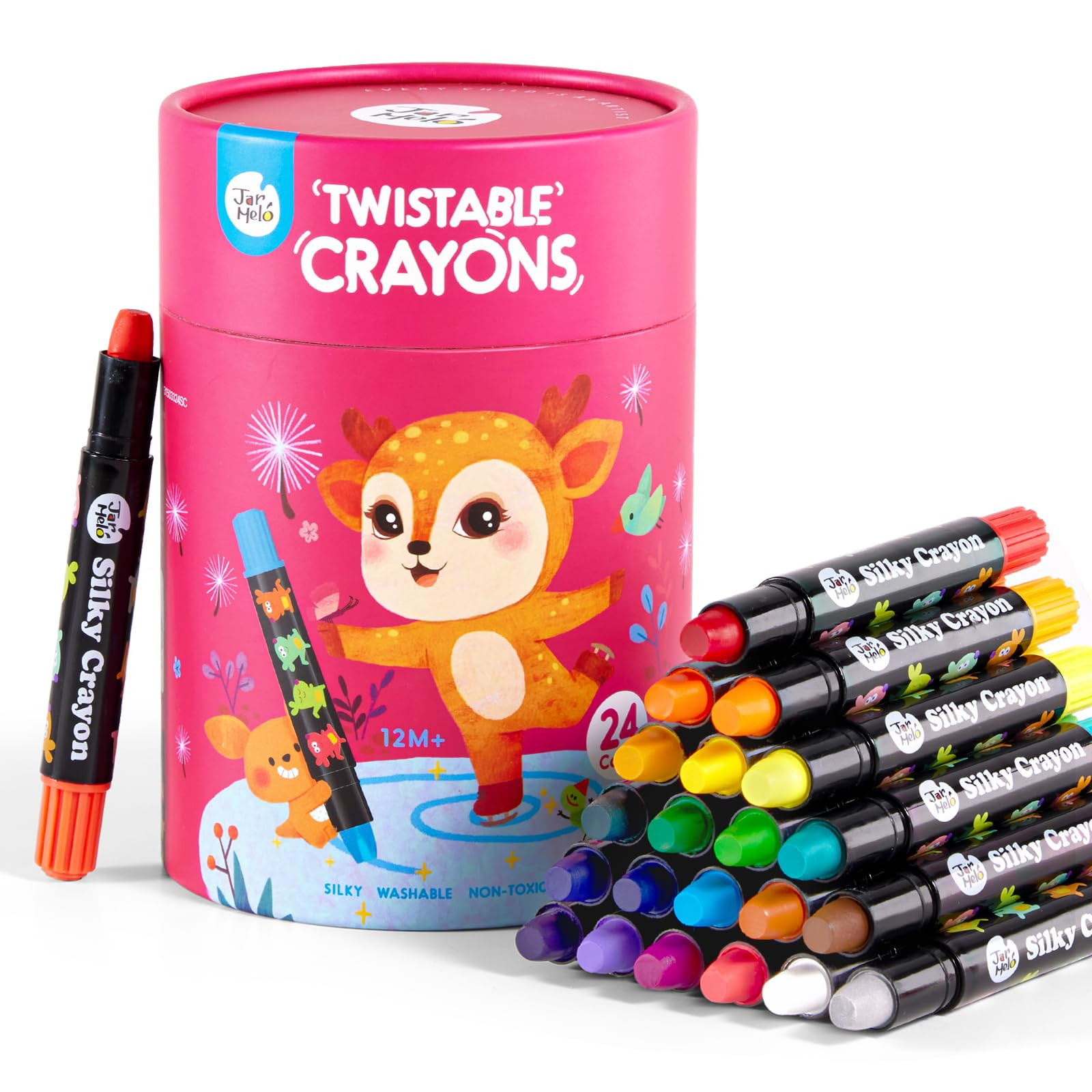 Jar Melo Jumbo Crayons for Toddlers, 24 Colors Twistable Crayons Non Toxic Washable Crayons, Silk... | Amazon (US)