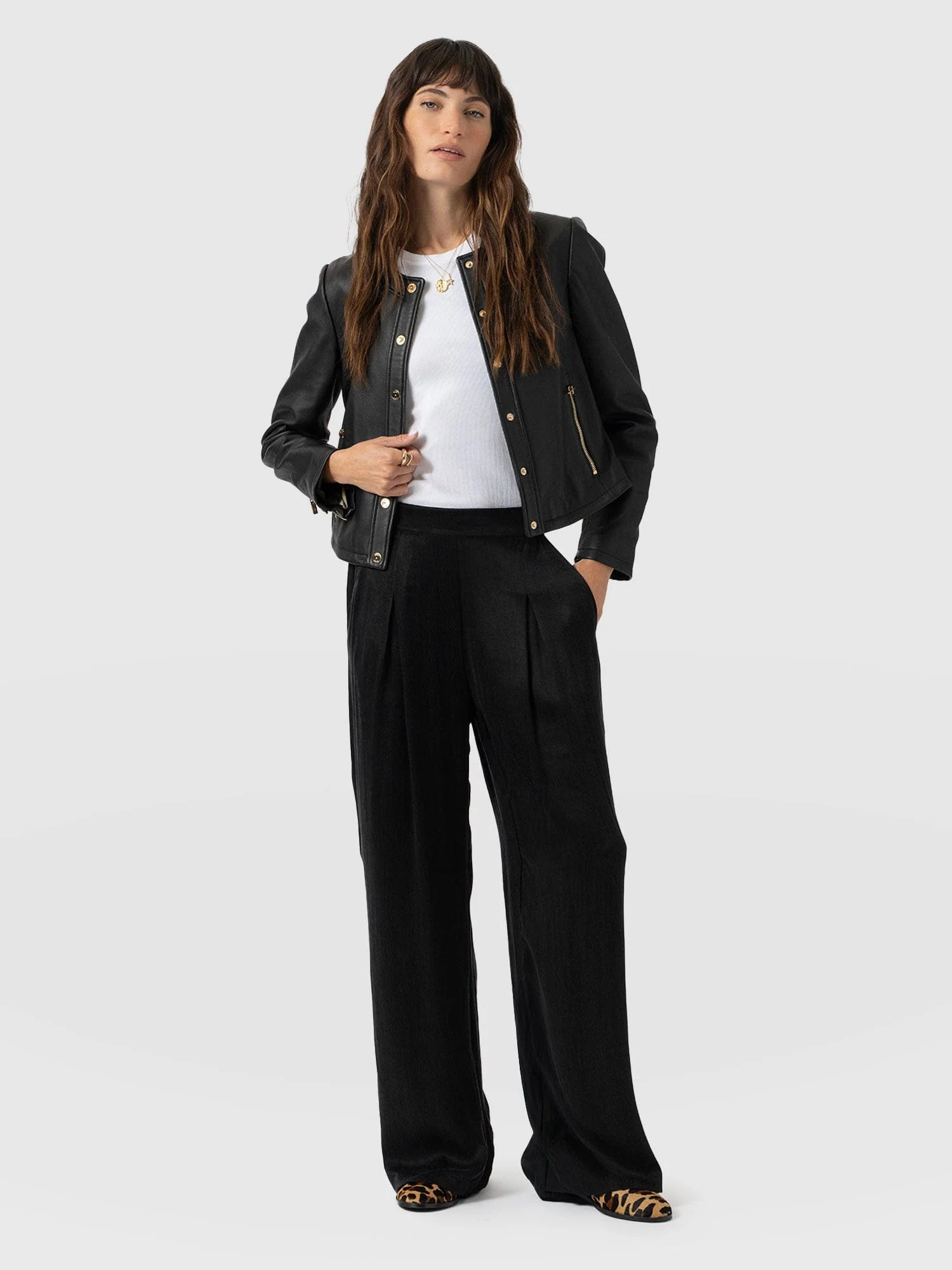 Rowan Wide Leg Pant - Black | Saint + Sofia