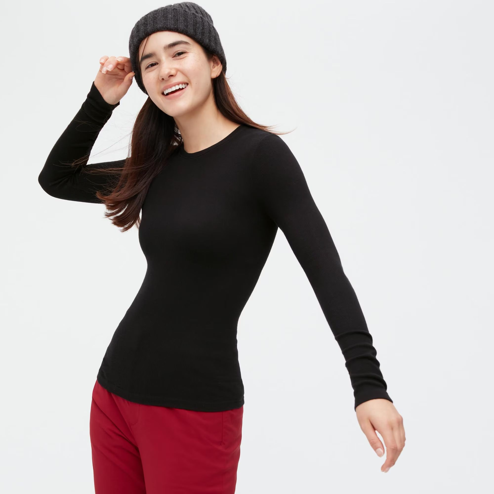 HEATTECH Seamless Ribbed Crew Neck Long-Sleeve T-Shirt (Extra Warm) | UNIQLO (US)