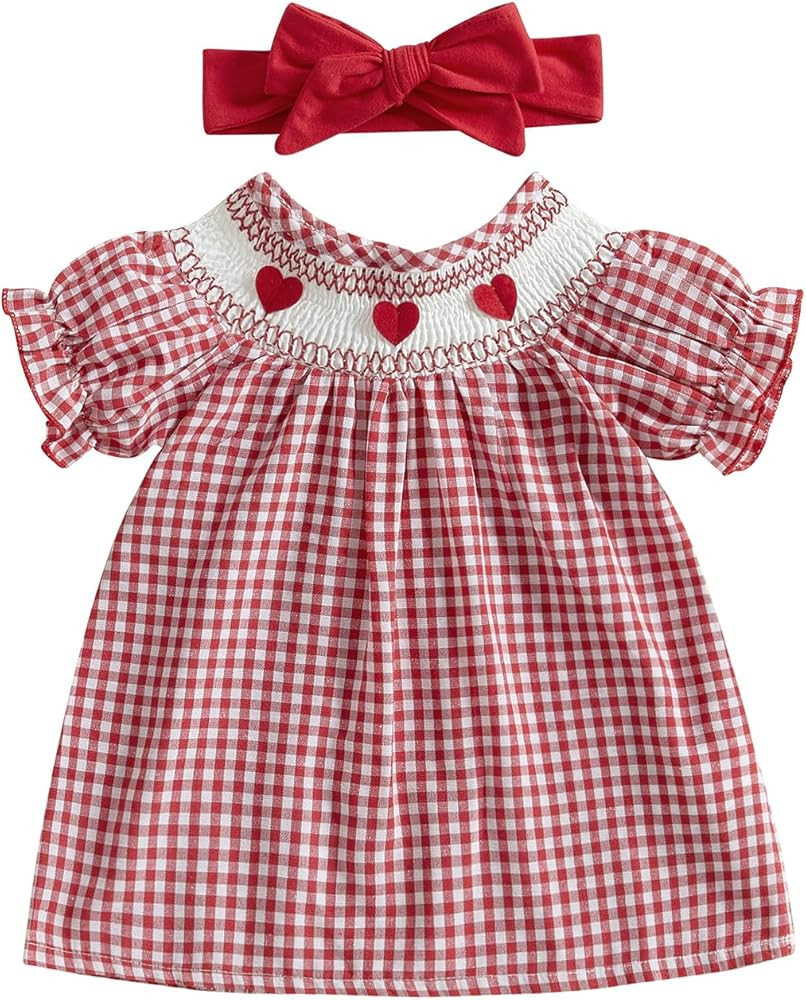 Toddler Baby Girl Valentines Outfit My First Valentines Day Dress Princess Heart Dresses Cute Pho... | Amazon (US)