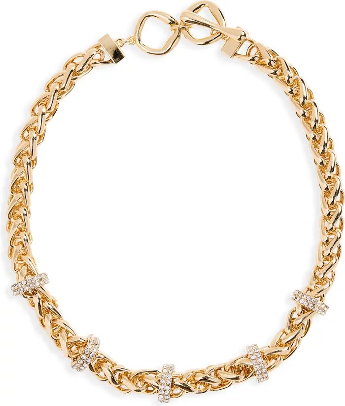 Open Edit Pavé Station Omega Chain Collar Necklace | Nordstrom | Nordstrom