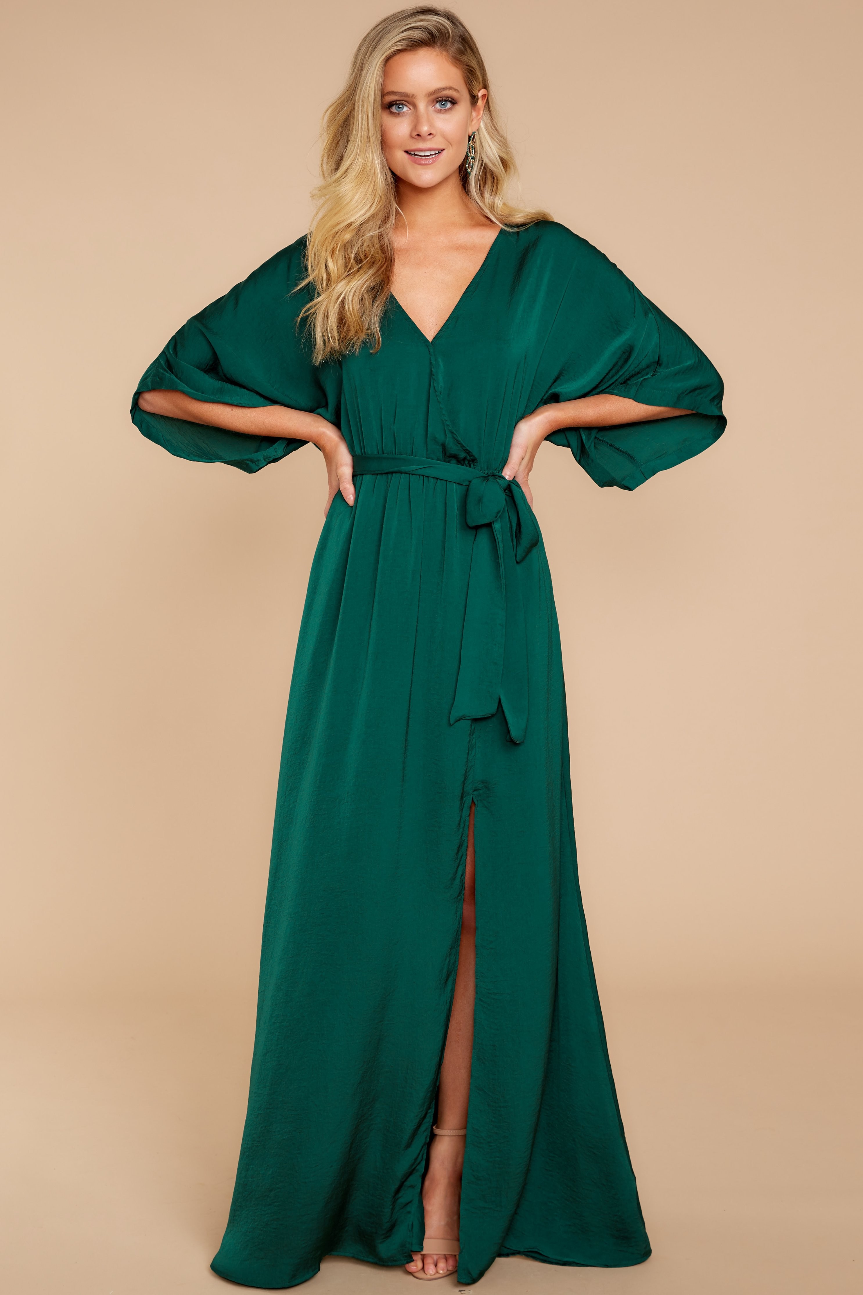 green wedding guest dress