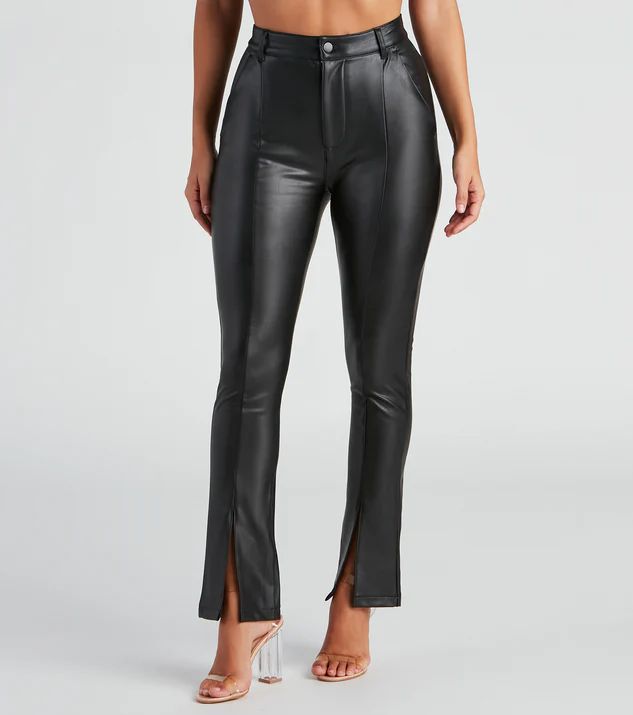 Edgy At Heart PU Front Slit Pants | Windsor Stores