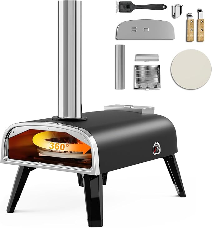Outdoor Pizza Oven aidpiza 12" Wood Pellet Pizza Ovens With Rotatable Round Pizza Stone Portable ... | Amazon (US)