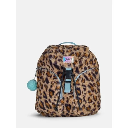 Justice Girls Faux Fur Rucksack Backpack, Leopard | Walmart (US)
