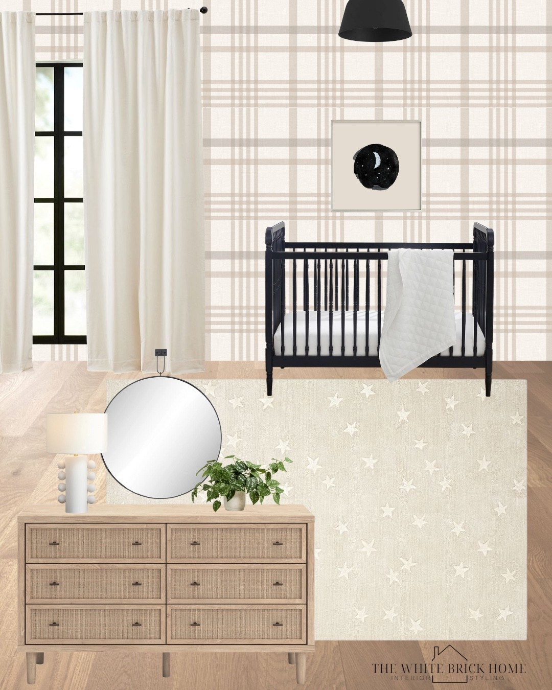 An adorable neutral nursery - I love the contrast of this moon wall art against a neutral wallpaper like this plaid! 

A nursery that will be loved for many years as your little ones grow. 

Nursery, nursery decor, nursery ideas, nursery design, nursery wall art, nursery dresser, nursery table lamp, nursery curtains, nursery decor, nursery crib, crib, gender neutral nursery, nursery ideas neutral, nursery furniture, dresser, nursery wallpaper, nursery rug, nursery decor, wall art, moon nursery, home decor, McGee and co nursery, Wayfair, pottery barn nursery, target 

#LTKBaby #LTKHome #LTKKids