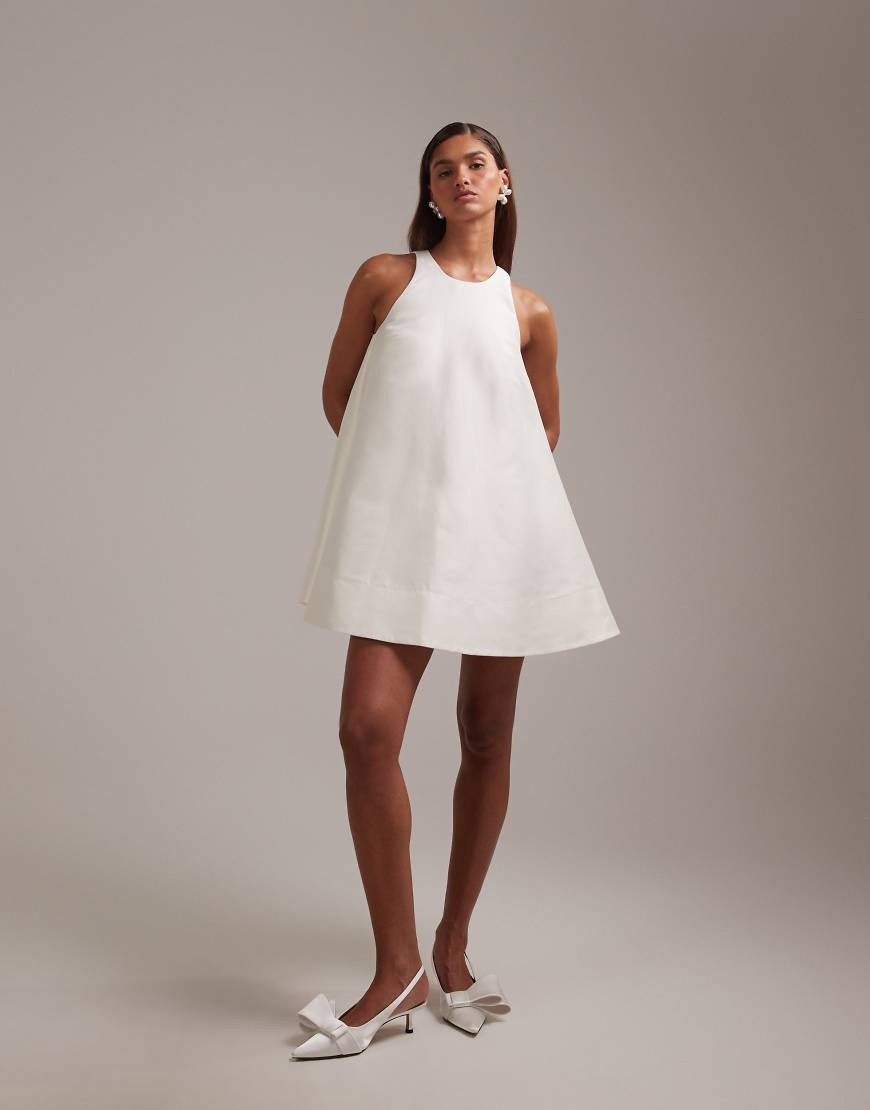 ASOS DESIGN structured mini shift wedding dress in ivory-White | ASOS (Global)