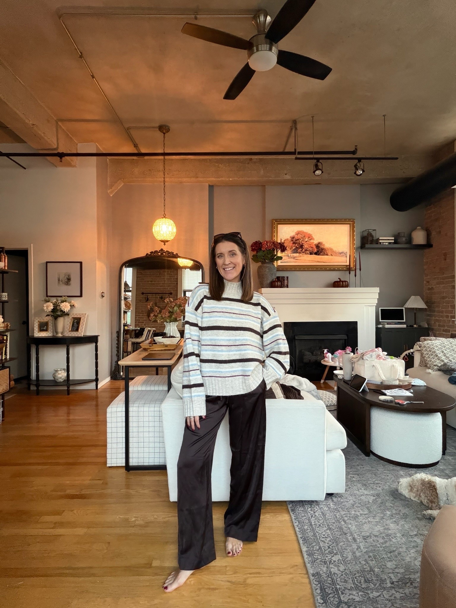 @abercrombie fall fit 😍 sweater is TTS, pants I sized up one for the bump during pregnancy! SALE up to 30% off sweaters + STACKABLE code: AFLTK for extra 20% off almost everything else