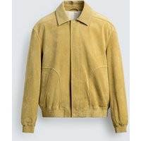 Zara - Relaxed Fit Suede Leather Jacket - Yellow - S - Man | Zara UK